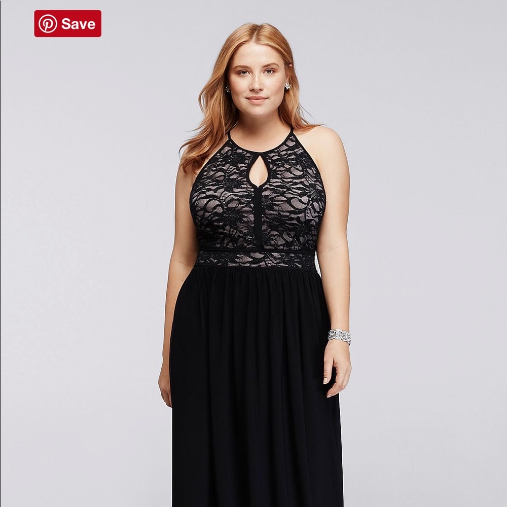 Lace Keyhole Halter Neckline Dress / Evening Gown